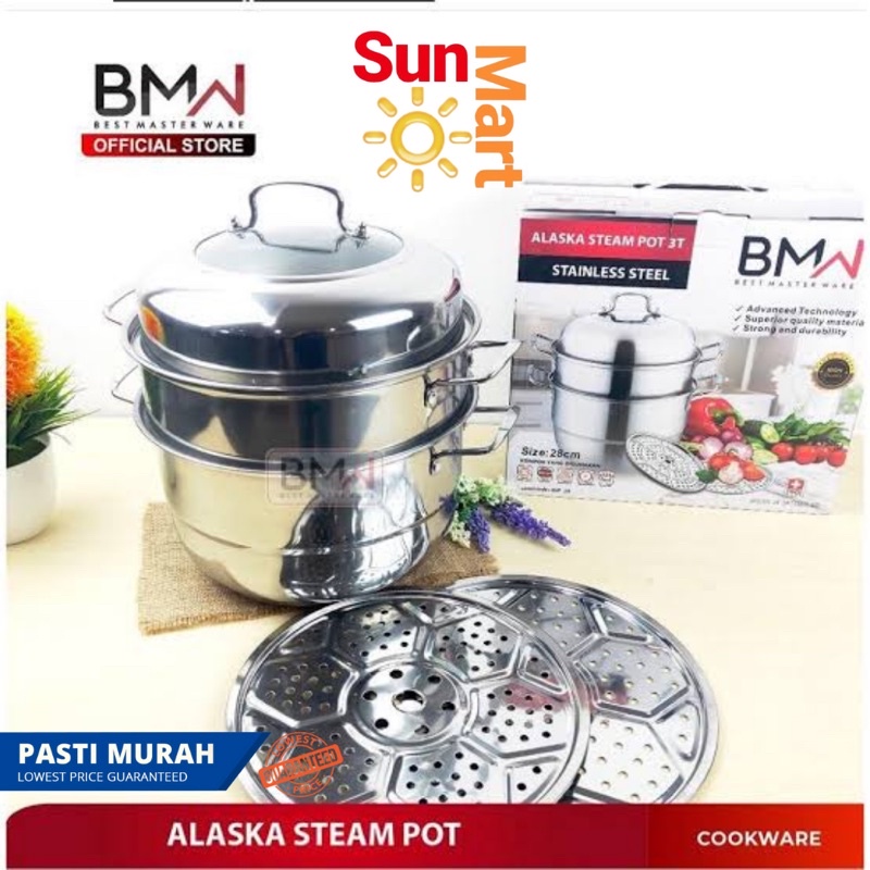 Panci Kukus / Steampot 28cm 3 susun Stainless Steel