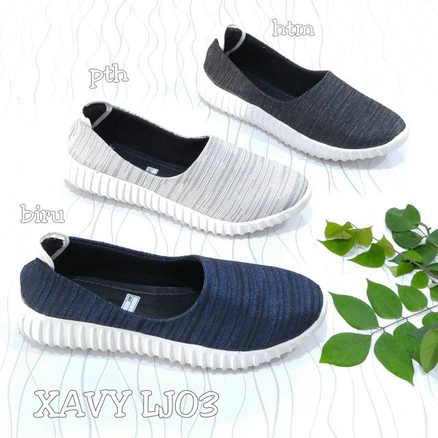 Borneo Sepatu Flat Slip on  LJ03 Sepatu wanita Bahan Kanvas Tebal