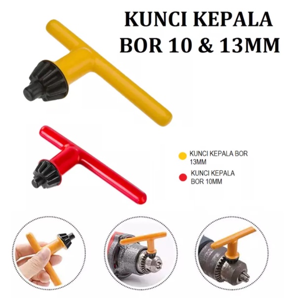 Universal Drill Chuck Key Coated / Kunci Kepala Bor 10mm &amp; 13mm