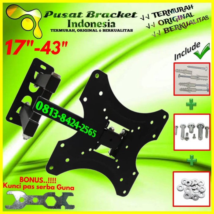 Bracket tv Swifle lengan 17&quot; s/d 43&quot; Flexible 6 arah | IZ.X2-001