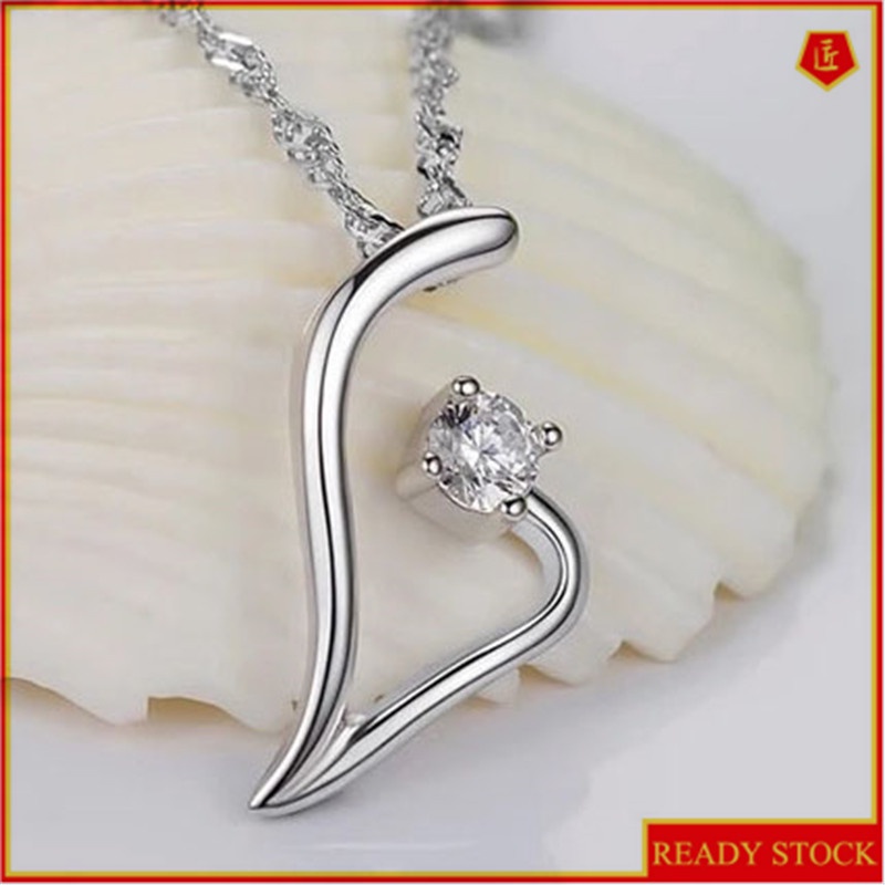 [Ready Stock]Fashion Simple Silver Plated Diamond Cute Pendant Necklace