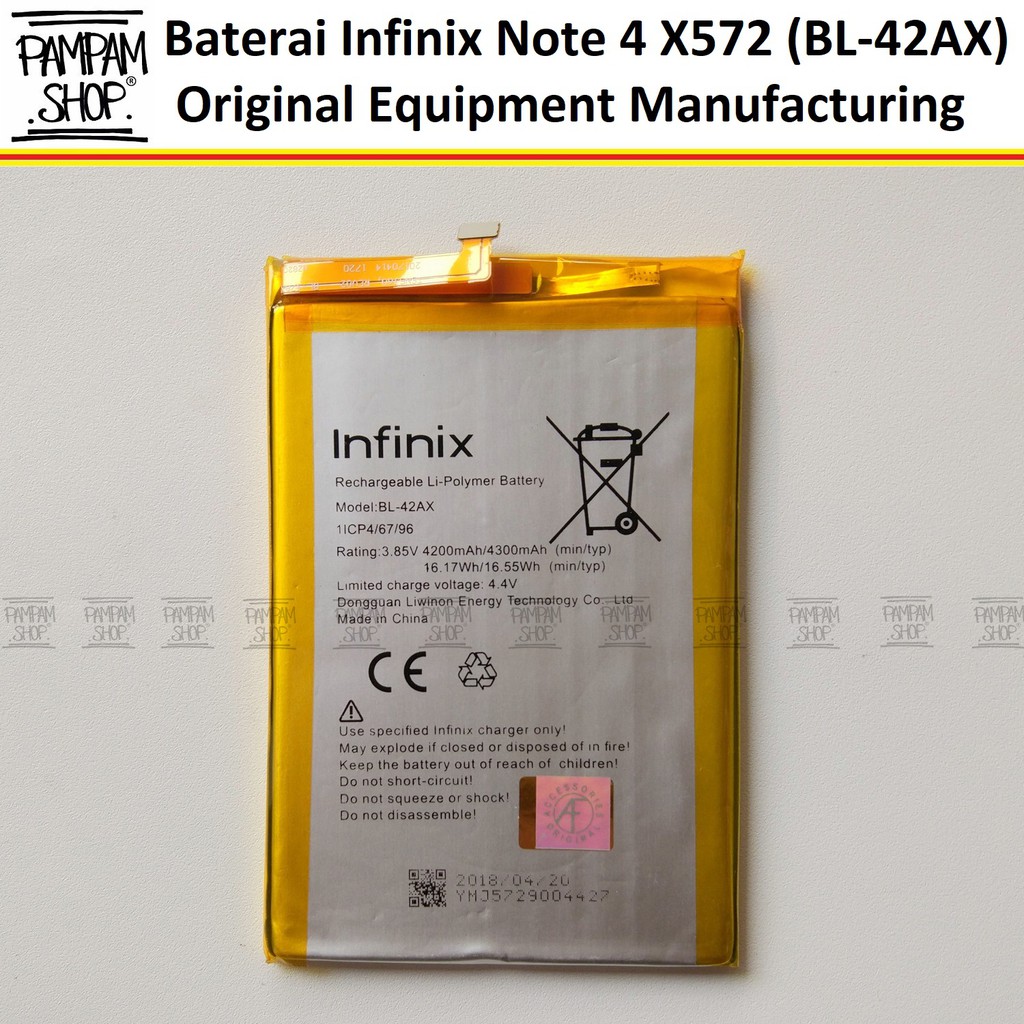 Baterai Infinix Hot Note 4 X572 BL-42AX Original OEM Batre Batrai HP BL42AX BL 42AX X 572