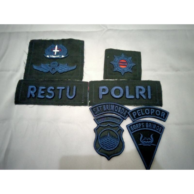 bordir timbul badge brimob hitam