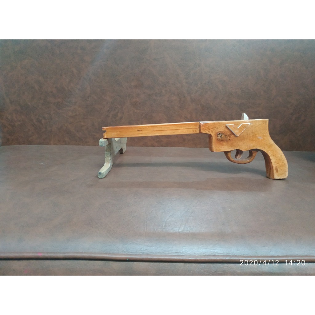 mini pistol kumpeni bahan kayu peluru 8 karet gelang