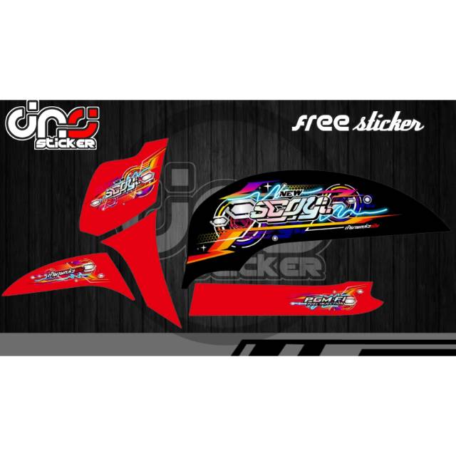 striping transparan scoopy new merah hitam