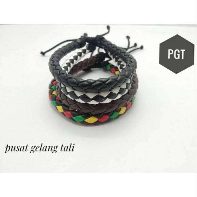 Gelang. Gelang kulit sintetis Gelang kulit pria wanita Gelang kulit murah Gelang tali  murah PGT