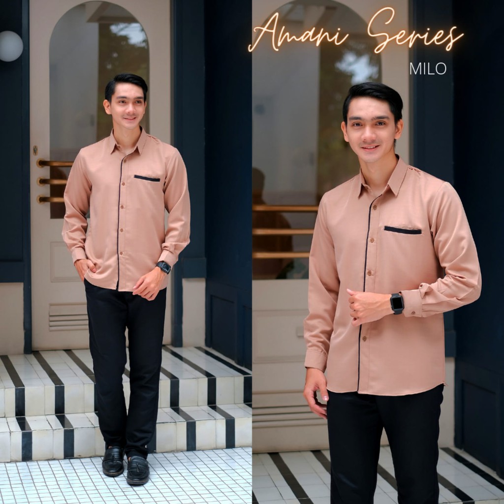 Baju Atasan Pria Kemeja Polos Amani Zaina