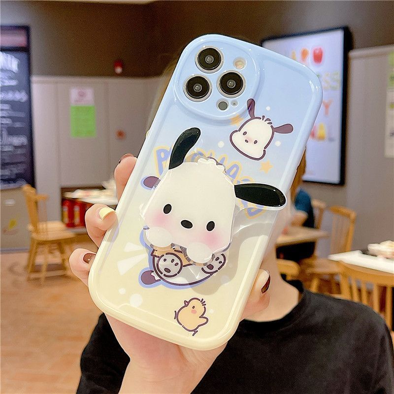 Soft Case Motif Kartun Anjing Pacha Dengan Bracket Untuk Iphone 13 12 Pro Max 11 xr xs