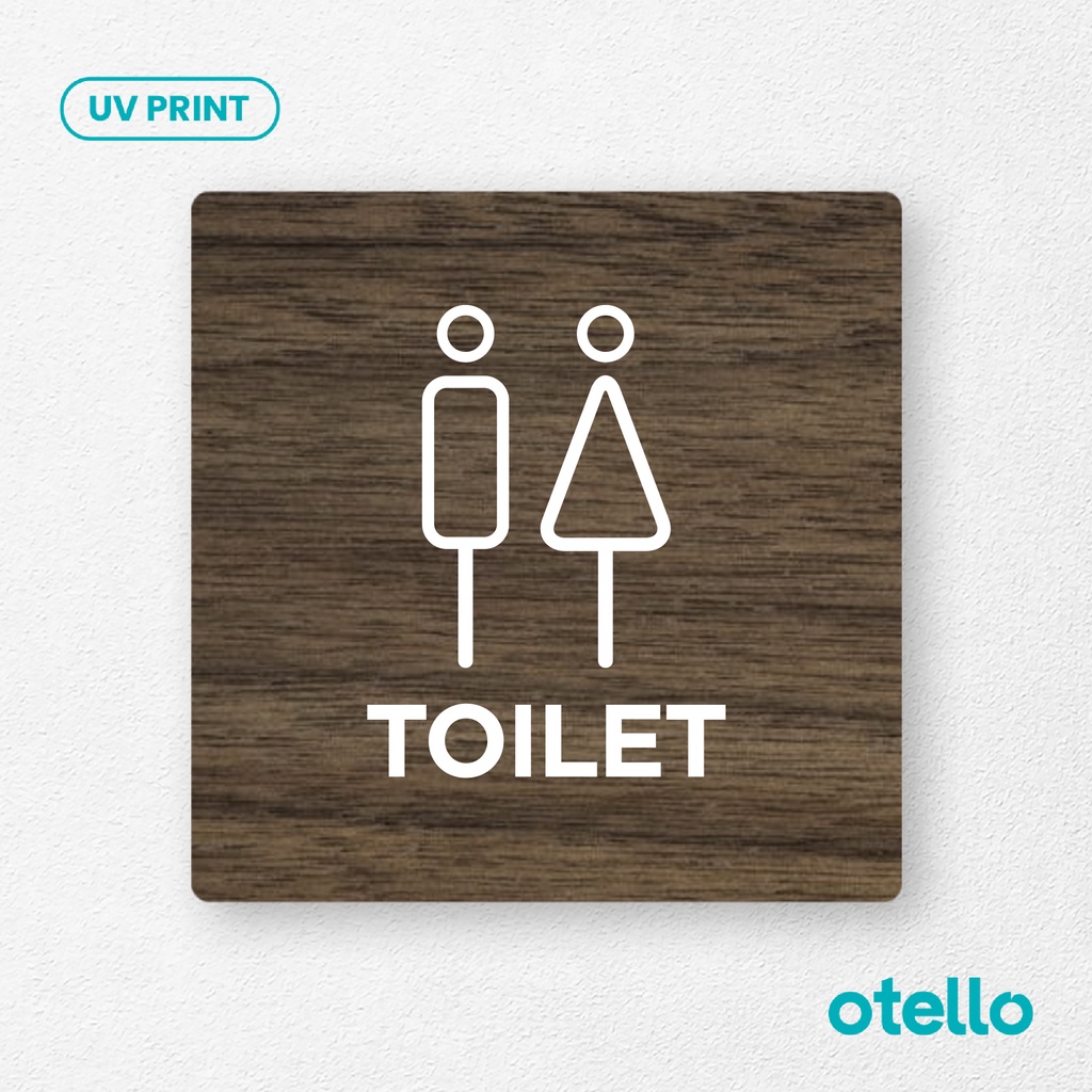 Signage Toilet Icon Pria Wanita Restroom Men Women Sign Board Kayu Wooden Papan Label Nama Ruangan WC