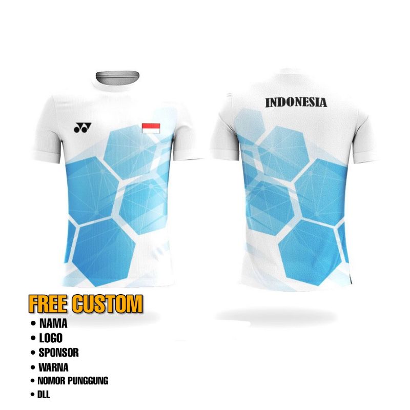 Kaos Jersey Badminton Custom - Jersey Bulutangkis Fullprint ORI - Design YONEX INDONESIA 2021