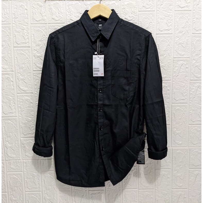 Kemeja Casual H&amp;M Premium | Kemeja Pria Putih Katun twill | Kemeja Pria Terbaru