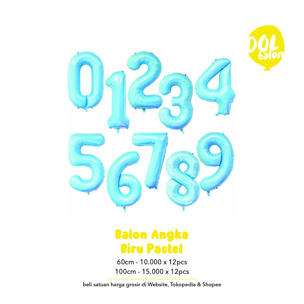 Jual Balon Angka Biru Pastel 60cm | Shopee Indonesia
