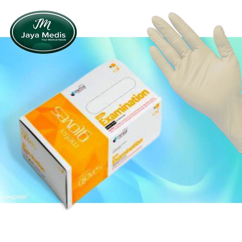 Sarung Tangan Latex Examination Powder Free - Metra Gloves 100 Pcs