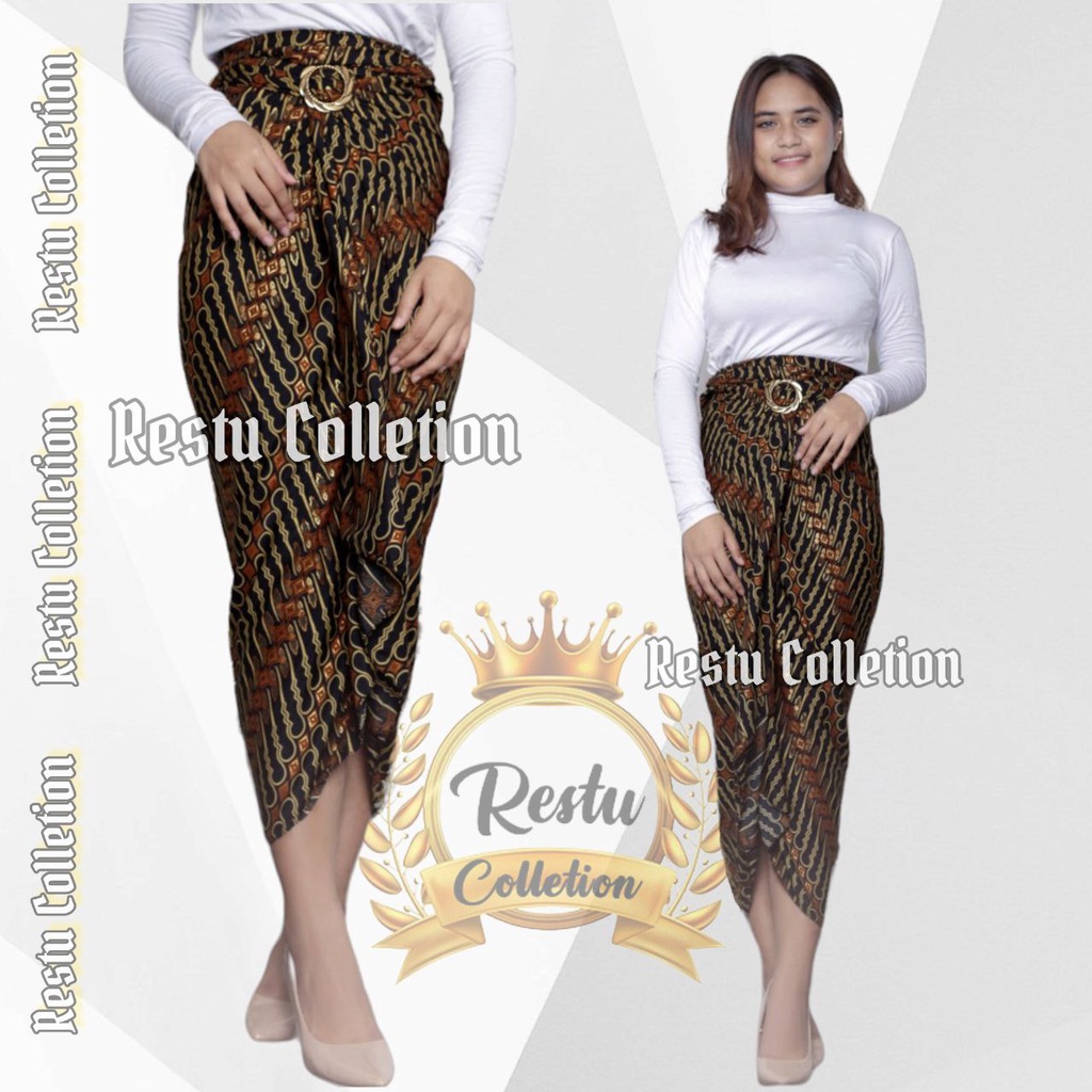 COD Rok Lilit Warp Skirt Motif Lili Gold Batik Bawahan Kebaya Wisuda Kondangan Nikahan Tunangan Perpisahan Wanita Premium Bahan Kain Sutra HQ Jumbo