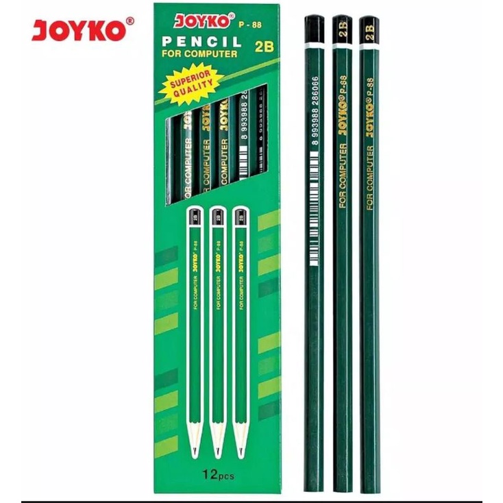 

Pensil 2B Joyko P-88 1 PACK 12 Pcs/Pencil Tebal Ujian Komputer