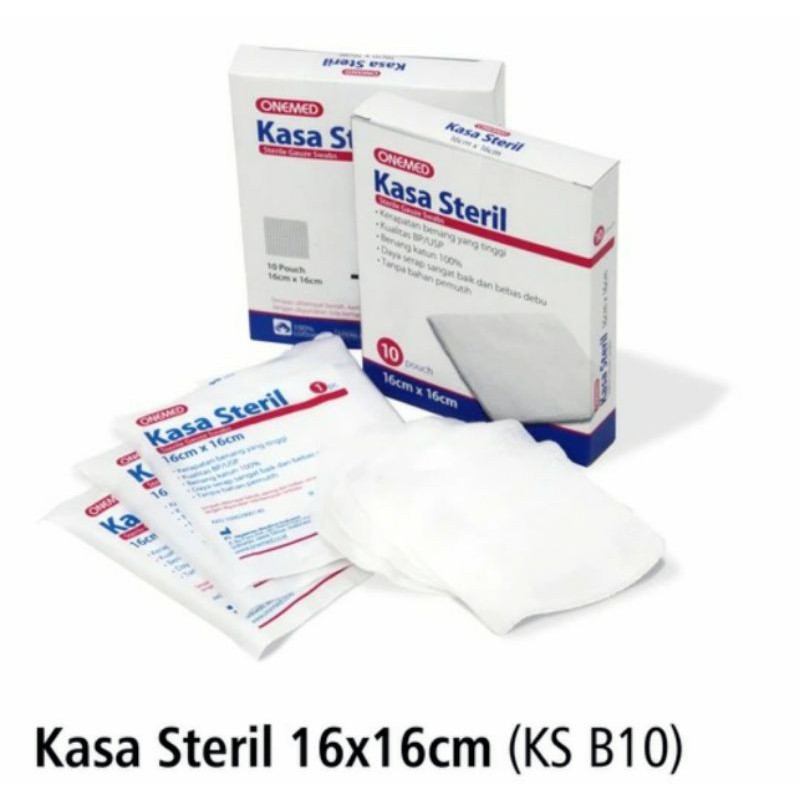 Kasa Sterile isi 10 Pouch | Kasa Onemed | Kasa Hansaplast | Gauze Swabs 16x16 isi 10 lembar / Kasa Pusar Bayi