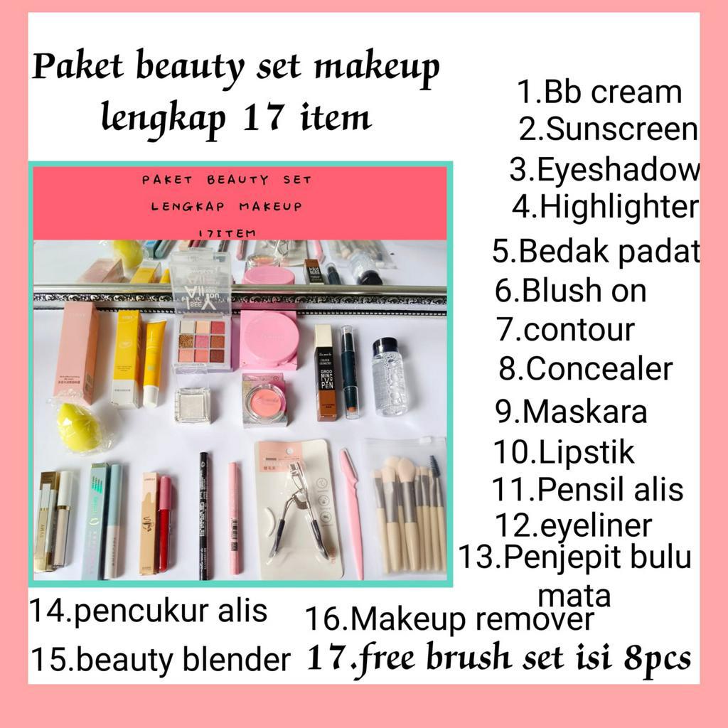 PAKET BEAUTY MAKEUP SET KOSMETIK LENGKAP 17 ITEM