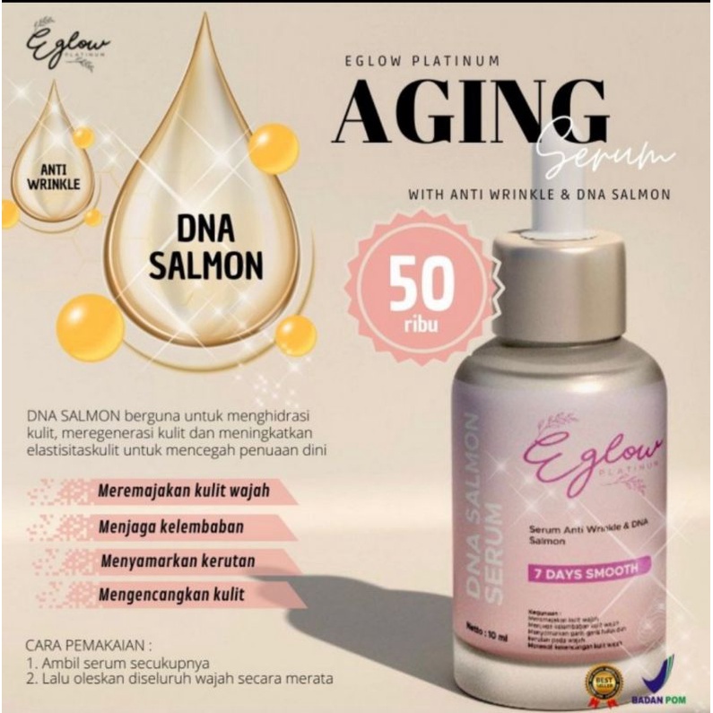 Eglow Platinum Bpom Ecer Skincare Perawatan Kecantikan Wajah Wanita Terbaru Murah A19-SERUM DNA SALMON