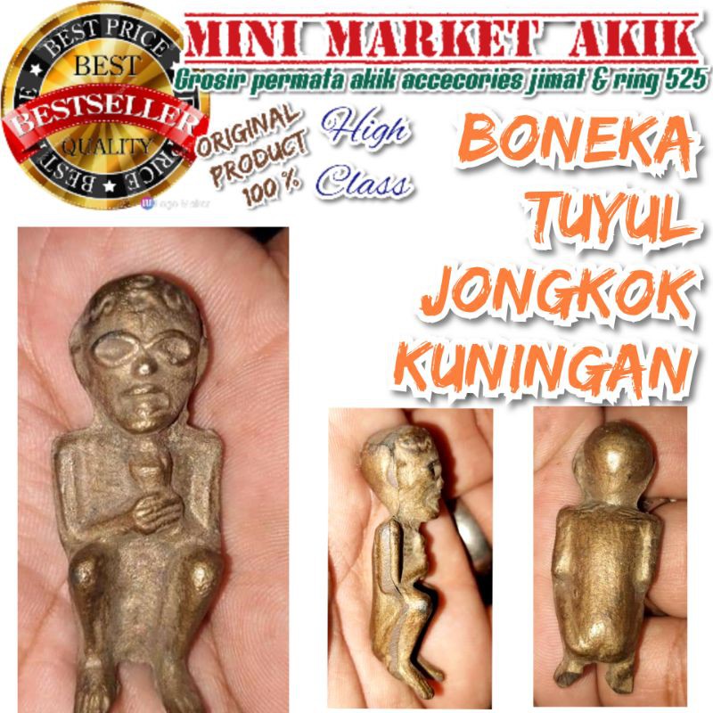 Hiasan antikan boneka tuyul duduk jongkok kuningan barang antik