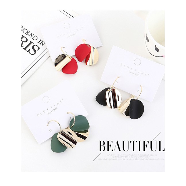 LRC Anting tusuk Fashion plated Frosted Irregular Geometric Earrings