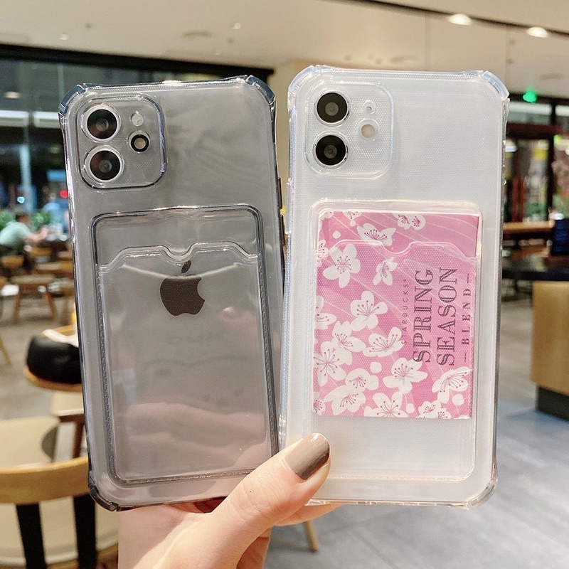 Case Kartu Clear Card Holder Wallet Softcase iPhone 13 11 12 Pro Max 7 8 Plus X XR XS MAX Casing