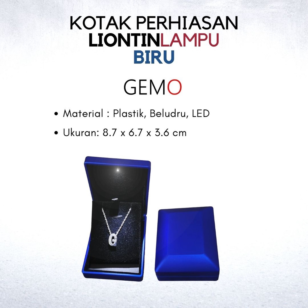 Kotak Perhiasan Berlampu Warna Biru Set / Cincin / Liontin / Gelang / Kalung Koye / Jewelry Box Tempat Perhiasan Lampu LED Murah Cocok Untuk Gift / Hadiah, Lamaran, Mahar Pernikahan, Hantaran Tunangan, Seserahan Pernikahan