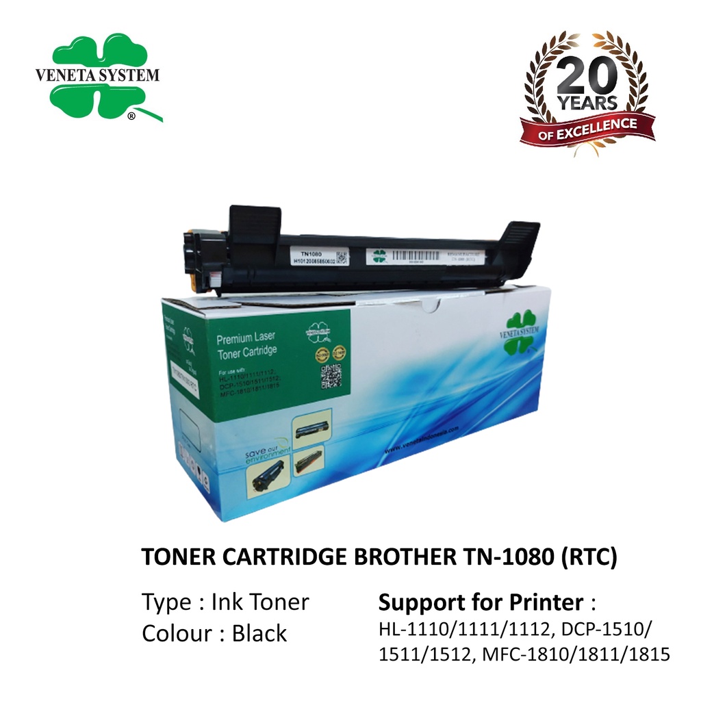 Toner Cartrdridge for Brother TN1080 / TN 1080 RTC Veneta