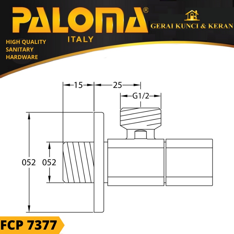 PALOMA FCP 7377 Keran Stop Toilet WC Jet Shower Valve Tembok Kran Air EMAS GOLD LUXURY PVD