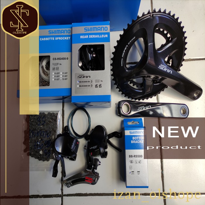 Gupset Groupset Mini Shimano Sora 9 Speed FD RD Shifter Flat Bar Seli