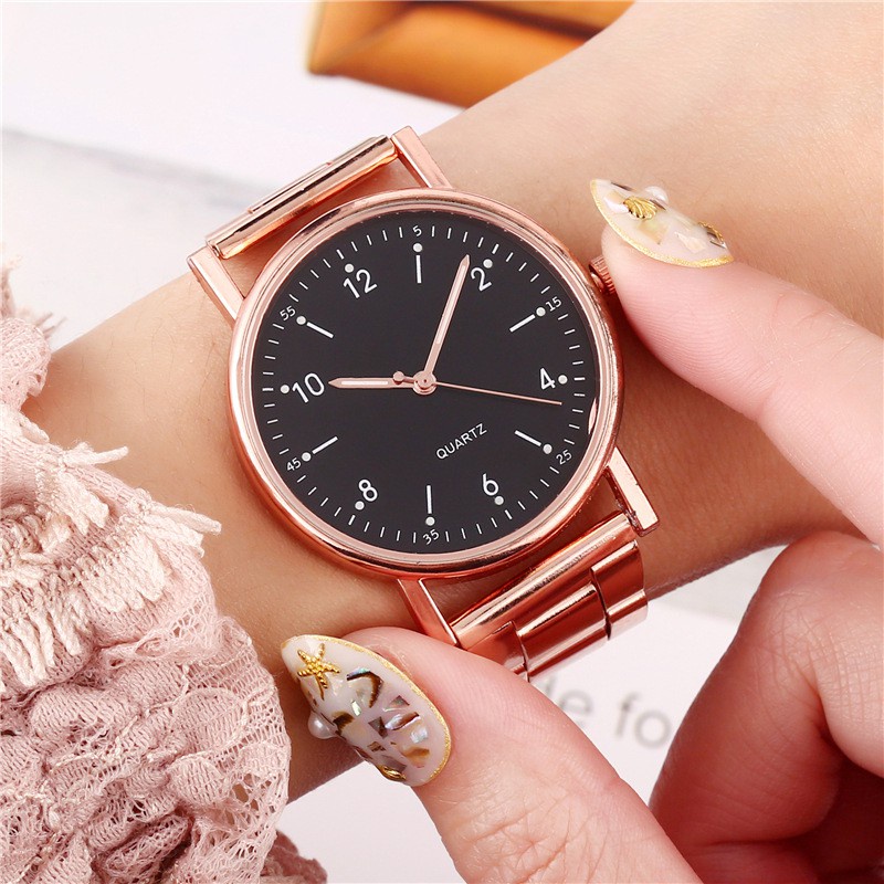 Jam Tangan Analog Strap Stainless Steel Casual Quartz Unisex Fashion Watch Analog Import