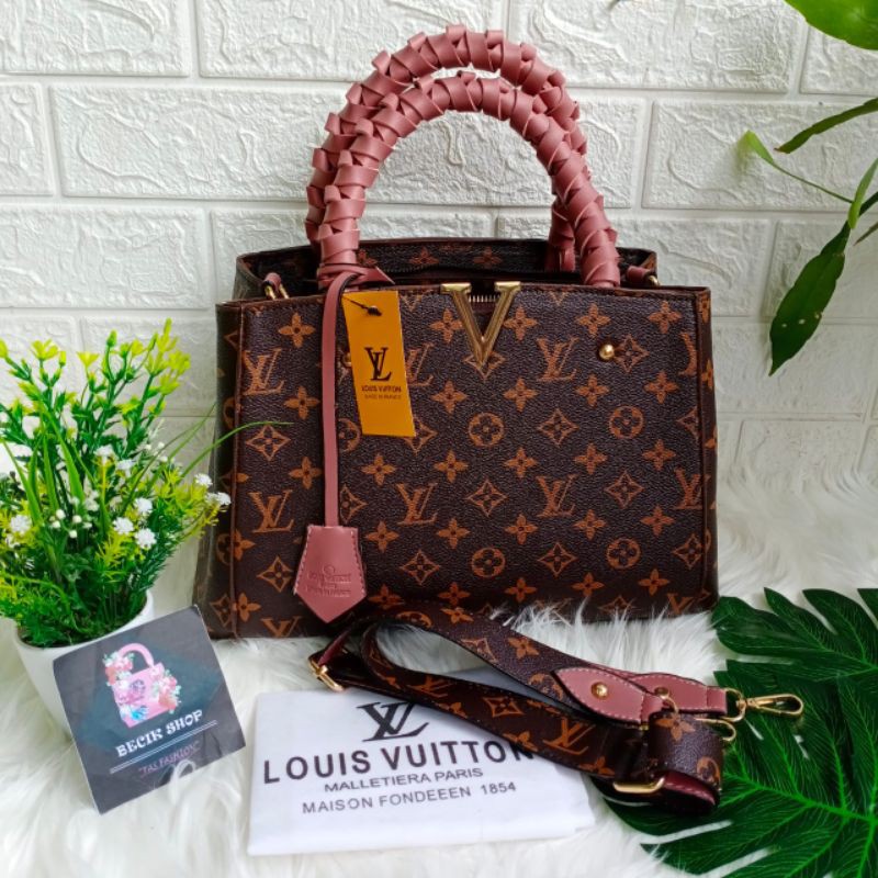 tas wanita slempang bag lv monteg kepang best seller