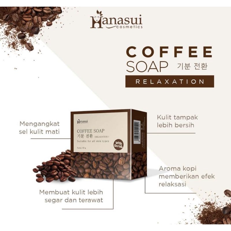 ☀️cahaya acc☀️hanasui coffe soap whit scrub