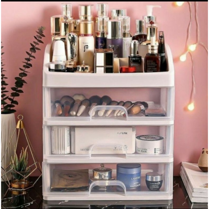Rak kosmetik 3 laci/kotak kosmetik/tempat makeup