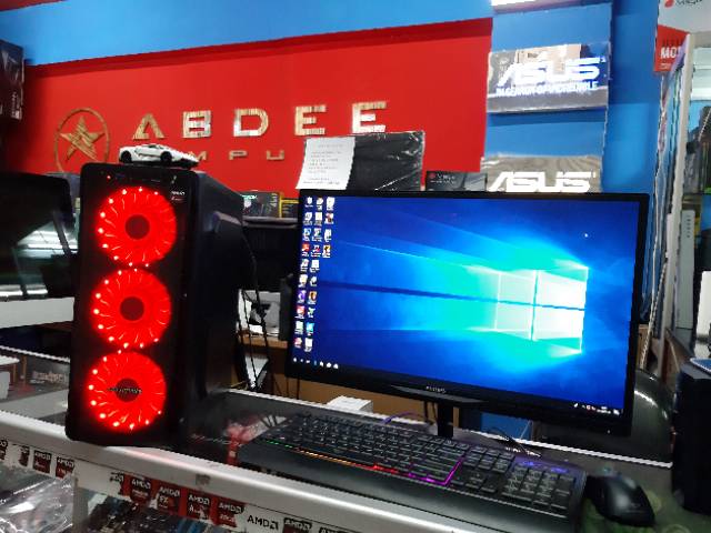 Pc gaming core i7 memori 8 gb vga 2 gb gt 1030 led 19 in LG free usb wifi siap pakai