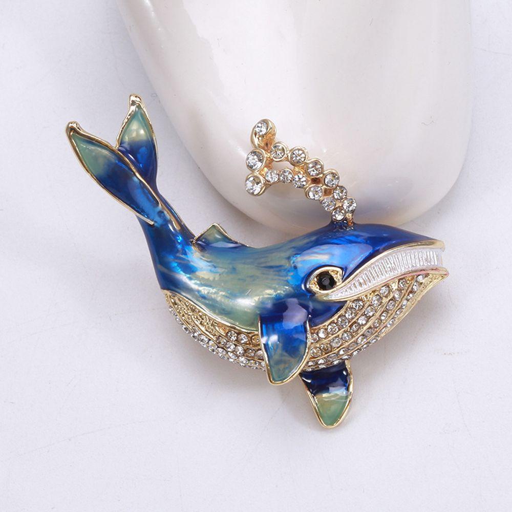 Mxbeauty Bros Pin Enamel Bentuk Ikan Paus Aksen Berlian Imitasi Bahan Alloy Gaya Korea