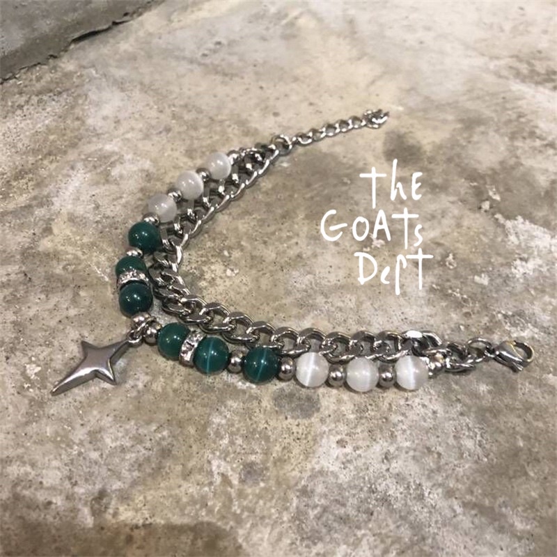 The Goats Dept - Jade Stone Starlet Bracelet / tgd568 Gelang Asli Pria Wanita Unisex Gaya Korea Retr