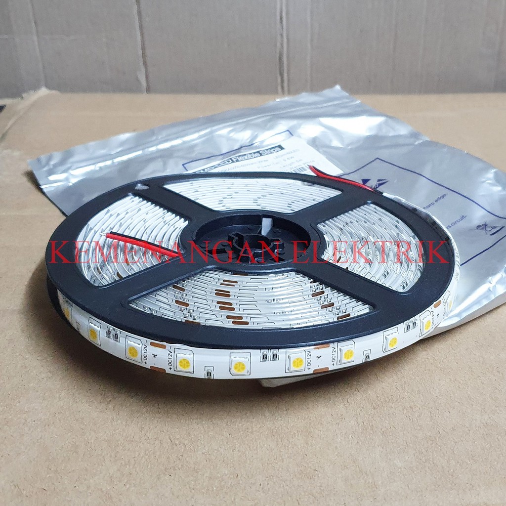 LAMPU SMD LED STRIP FLEXIBLE OSKA 5050 60LED IP44 5 METER 5M (MATA BESAR) OUTDOOR / LED FLEKSIBEL