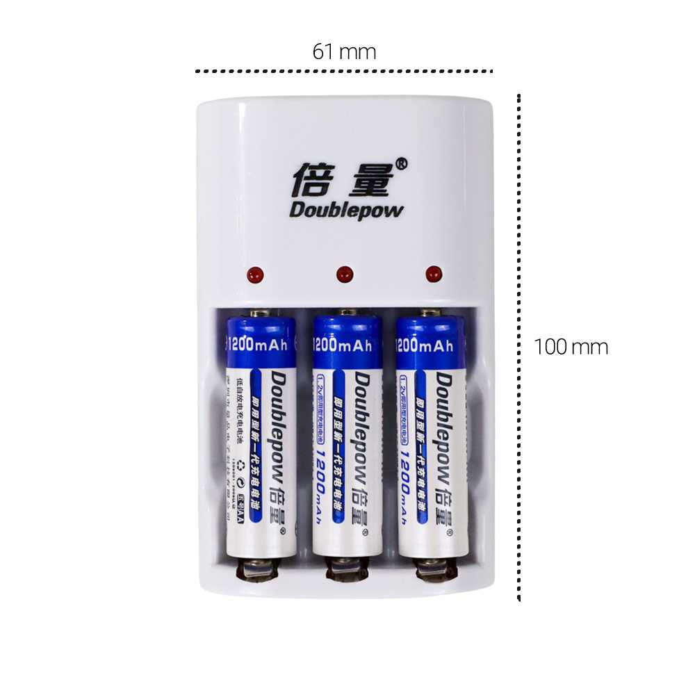 DOUBLEPOW Charger Baterai 3 slot AA/AAA with 3PCS AA 1200mAh - DP-B33