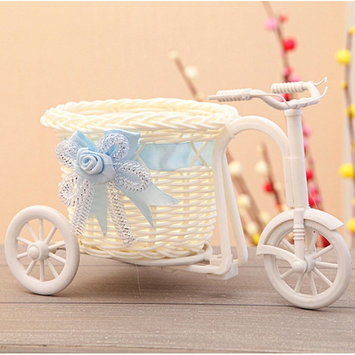 Vas bunga sepeda shabbychic vas bunga pajangan unik rotan plastik