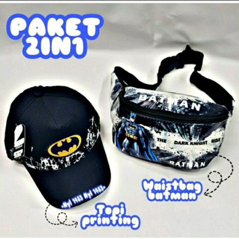 TAS SLEMPANG ANAK/WAISTBAG ANAK LAKI-LAKI FREE TOPI