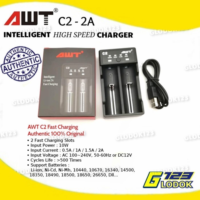 Charger Baterai AWT C2 Universal Battery Charger FAST CHARGING 2A