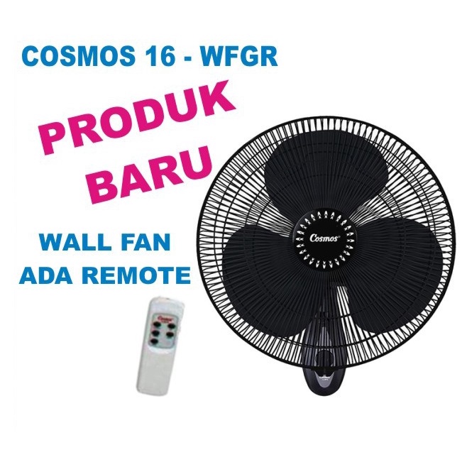 Cosmos Kipas Dinding Remote Wall Fan 16-WFGR 16WFGR 16 WFGR 16 Inch dengan Remote HITAM