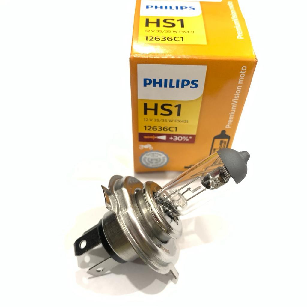 BOHLAM LAMPU DEPAN HS1 HALOGEN PHILIPS 35 WATT PREMIUMVISION 12636C1