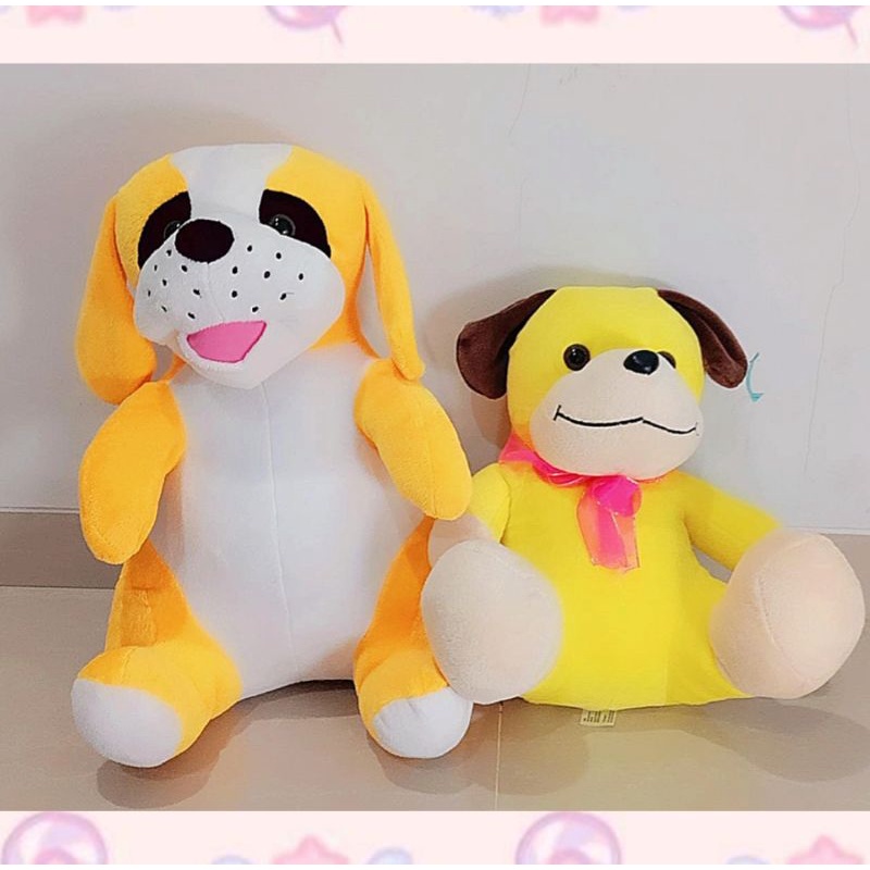 Boneka anjing lucu imut,warna orange kekuninggan.denagn kuoing yang besar