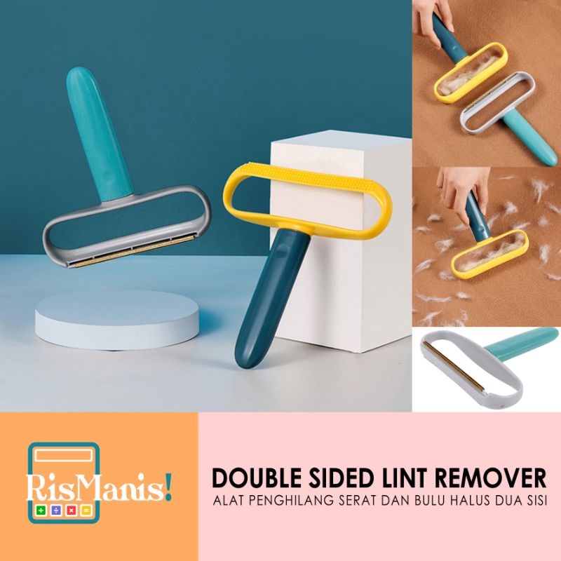 DOUBLE SIDED LINT REMOVER - Penghilang Serat Kain Baju Jok Sofa Karpet Pengangkat Bulu Anjing Kucing