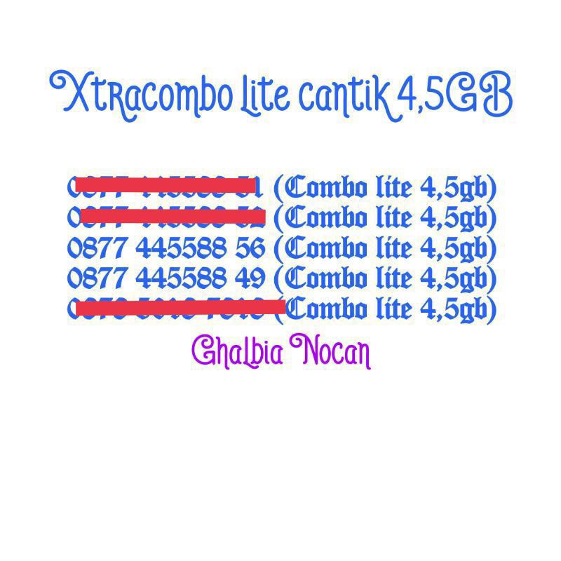Perdana XL  X-tra Combo lite nomor cantik isi kuota 3,5gb