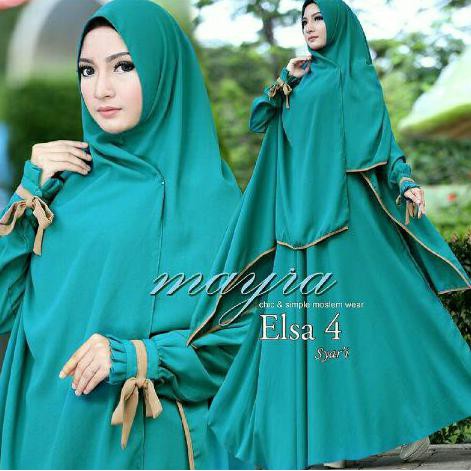 READY GAMIS !! ELSA 3 SYARI NEW(KS)BAHAN JERSEY PREMIUM BERGO PANJANG FIT TO XL - HITAM TERJAMIN