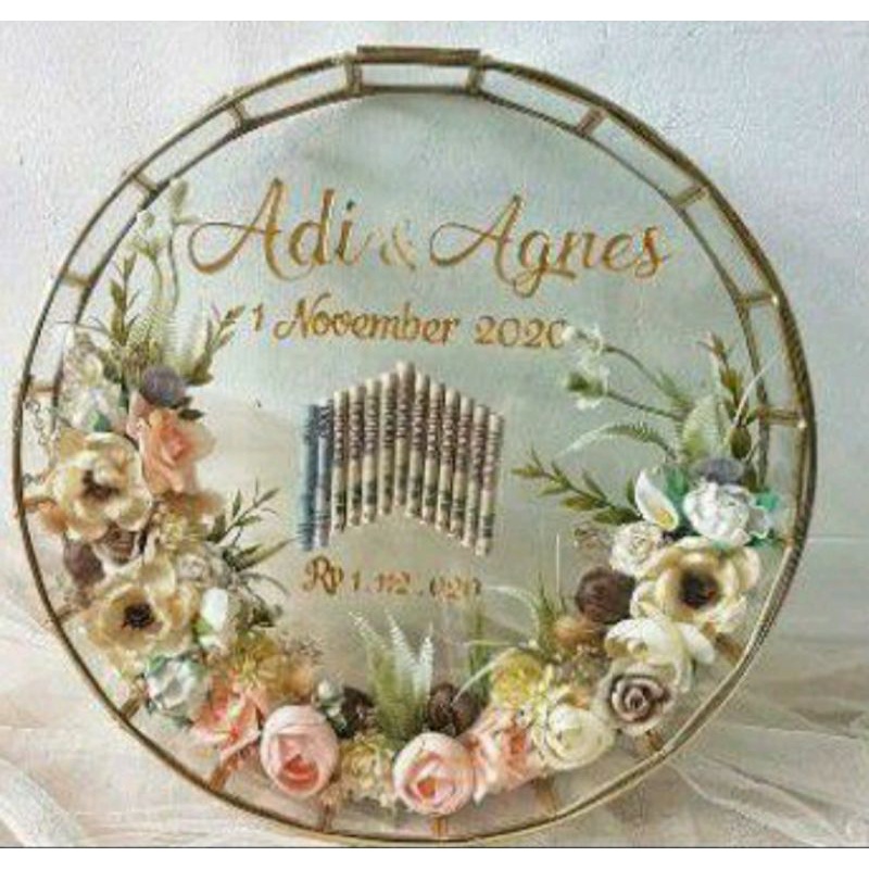 ready box mahar bulat 30cm free packing kayu/frame mahar bulat 30cm /box mahar bulat