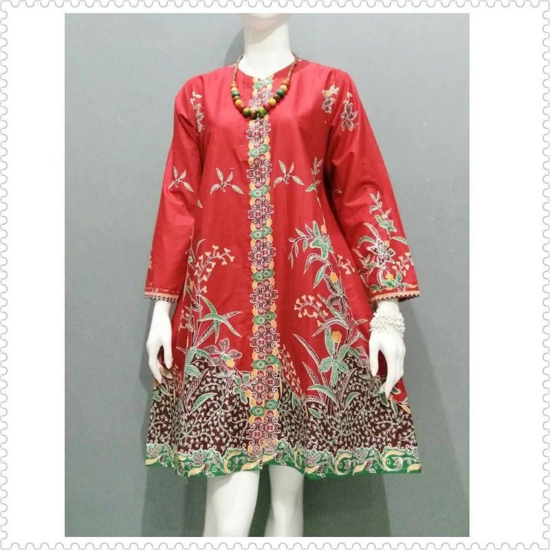 Batik Tunik Wanita Jumbo Batik Atasan Cewek / Tunik Batik Terbaru / Baju Batik Cewek / Dress Batik J