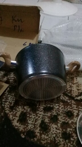 Yoshikawa Mj1212 20cm Panci Tinggi Marble Tutup Kaca Fry Wok ( Iop-3 )